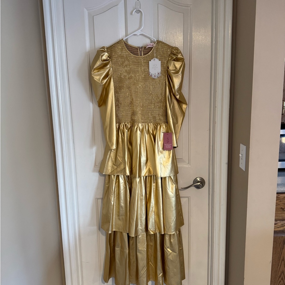Circe Dress in Metallic Gold by Ivy City Co size S